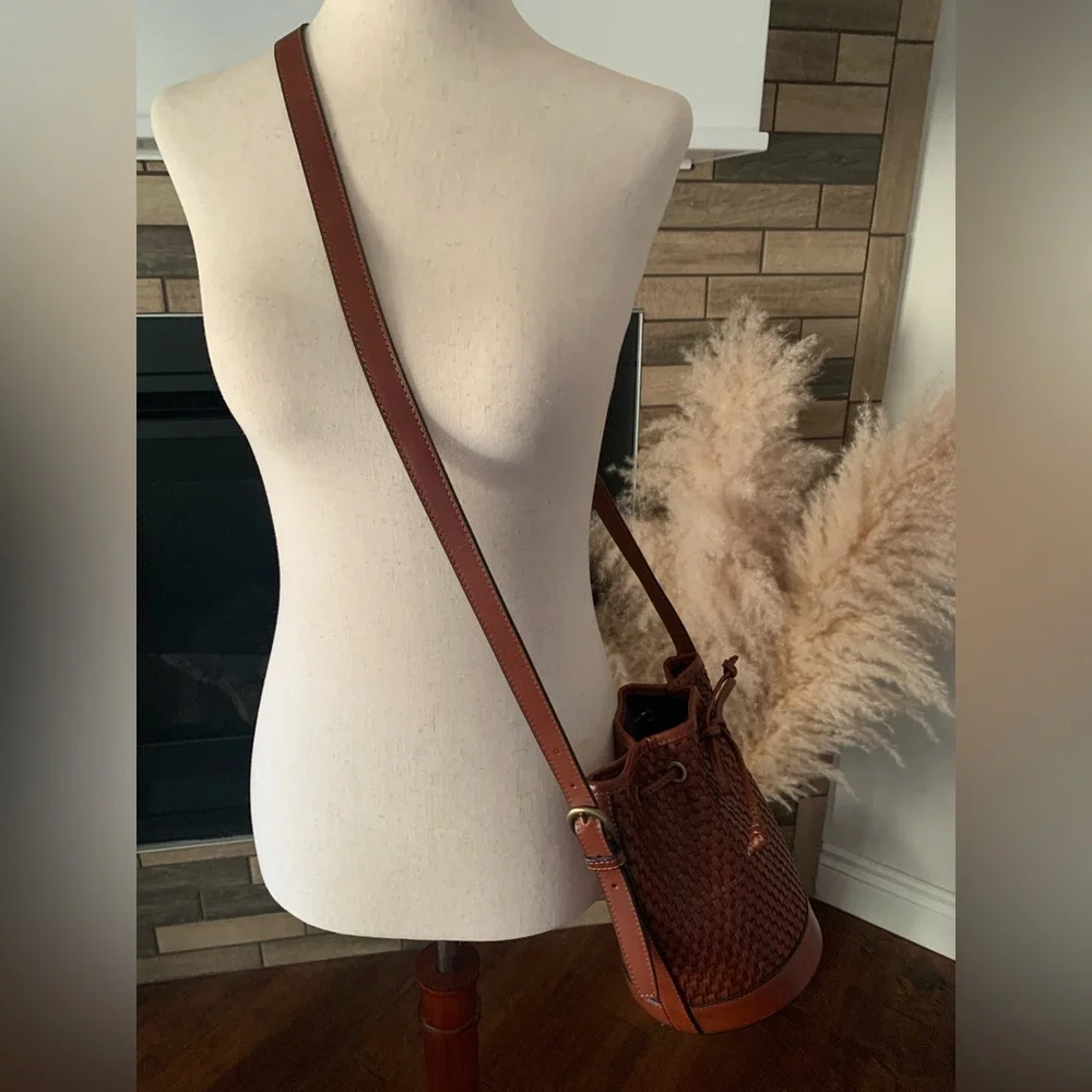 Sezane Farrow Mini Bag woven chocolate heritage leather - sold out rare - Picture 3 of 10
